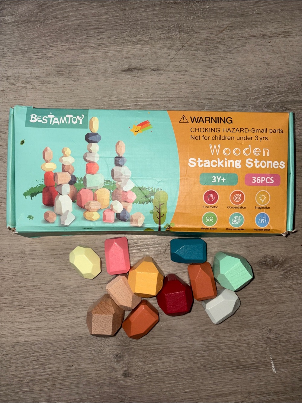 Wooden Stacking Stones - Multicolor Kids Toy